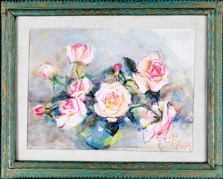 Elica Balla, Rose Pastello e olio su cartoncino, cm 29x39