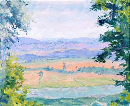 Luce Balla, La valle del Tevere dalla via tiberina 1958 Olio su tela, cm 50x62