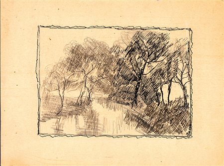 Giacomo Balla, Pini a Villa Borghese 1950 ca Inchiostri e matita su...