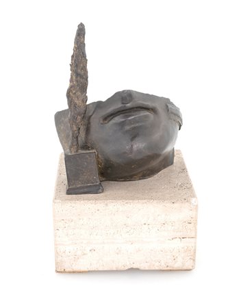 Igor Mitoraj, Volto e cipresso Scultura in bronzo, cm 13x10x18