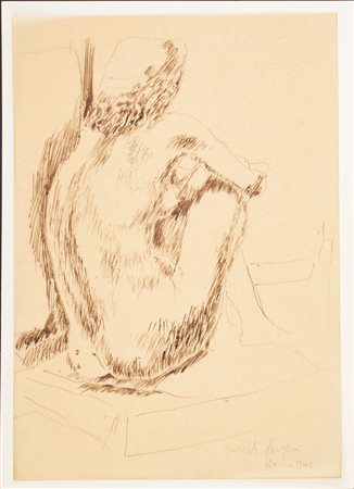 Pericle Fazzini, Nudo femminile di spalle 1940 China su carta, cm 29,5x21