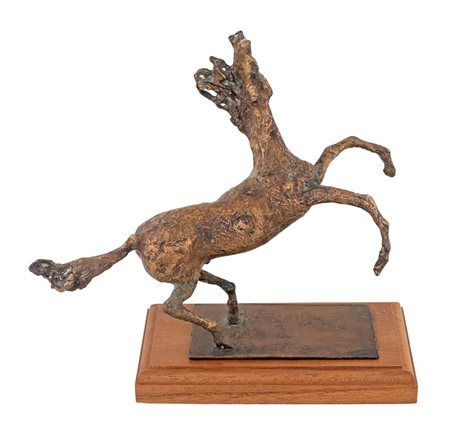 Pericle Fazzini, Cavallo Scultura in bronzo, cm 22x66,5x20