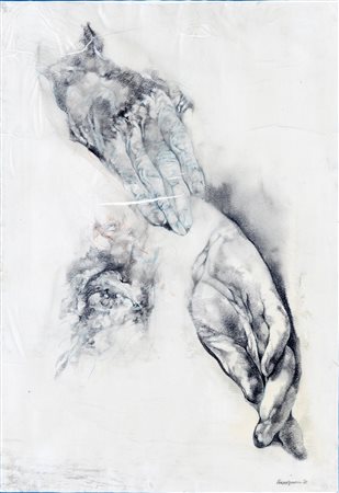 Renzo Vespignani, Mani 1976 grafite su carta, cm 47x31,5