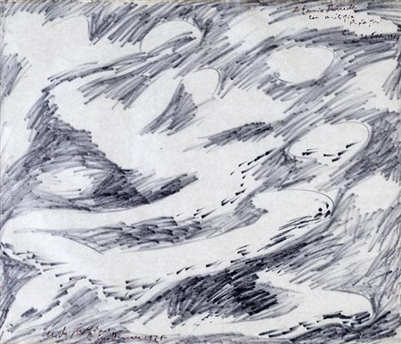 Pericle Fazzini, Astratto 1966 Pastello su carta, cm 47x56