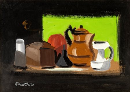 Enotrio Pugliese Enotrio, Natura morta 1962 olio su cartone, cm 37x51