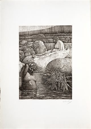 Franco Mulas, LE TERME Acquaforte, cm 70x50