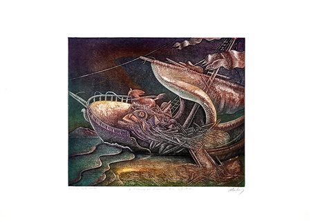 Franco Mulas, RELITTO Litografia, cm 50x70