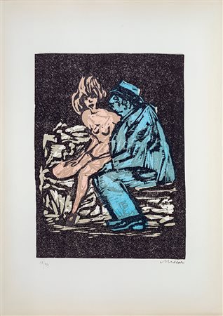 Mino Maccari, Figure nella notte Litografia, cm 70x50