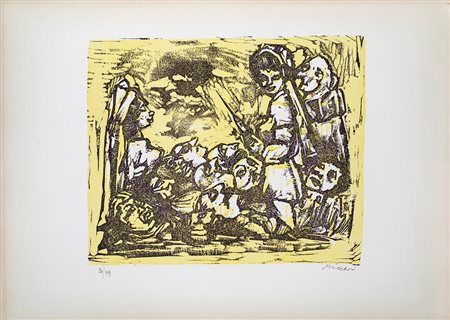 Mino Maccari, Figure Litografia, cm 50x70