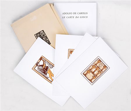 Adolfo De Carolis, Le carte da gioco 1974 Incisione, cm 26x19x2,5