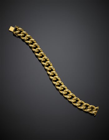 Bracciale a maglia groumette in oro giallo , g 37,84, lungh. cm 20 circa....