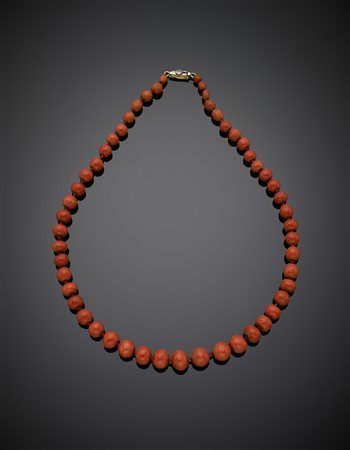 Collana scalare a boules sfaccettate di corallo arancione, diam boules da mm...
