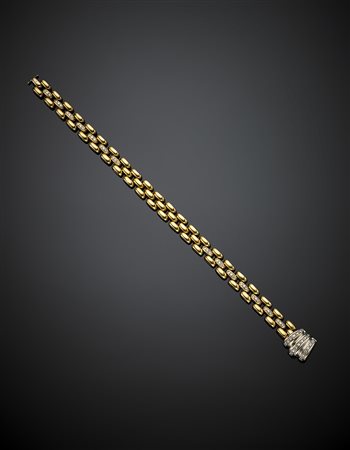 FIPABracciale in oro giallo a maglia modulare rifinito con diamanti, come la...