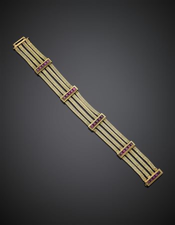 WEINGRILLBracciale in oro giallo a quattro fili in coda di topo piatta e...