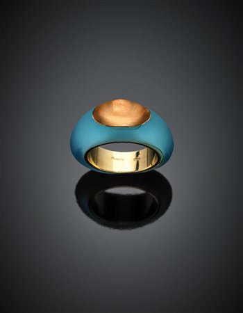 CHANTECLER CAPRI Anello in oro giallo con paste vitree azzurre e rosa g 10,1...