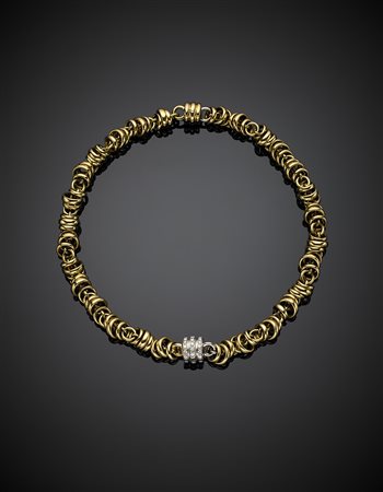 POMELLATOCollier scomponibile in due bracciali a catena rolò in oro bianco e...