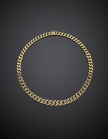 Collier a scalare a maglia groumette piatta in oro giallo rifinito nella...