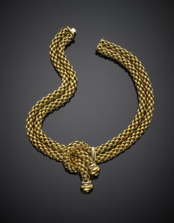 FOPECollier a doppia fune con cappio in oro giallo, dettagli in oro bianco, g...