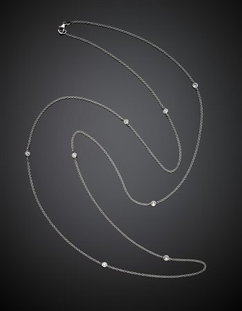 Catenina in oro bianco e diamanti per complessivi ct. 0,80 circa g 8,03,...