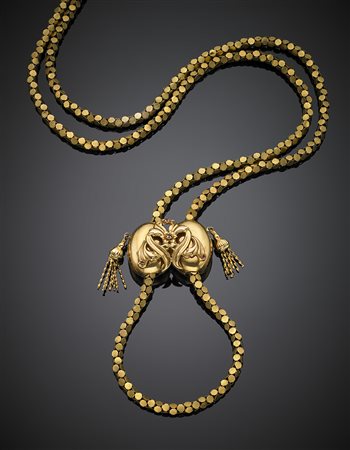 Grande saliscendi a maglia tubolare in oro giallo 333/1000, g 79,52, lungh....