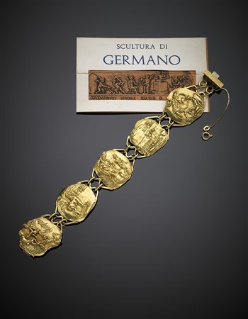 GERMANO ALFONSIBracciale in oro giallo in moduli fusi a cera persa...