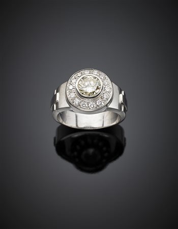 Anello in oro bianco con diamante rotondo taglio a brillante di ct. 1,80...