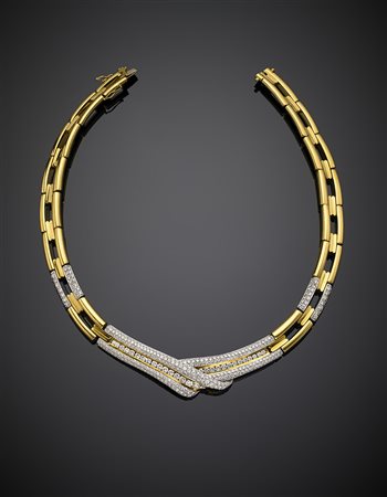 DAMIANICollier a moduli articolati in oro giallo e bianco, semirigido,...