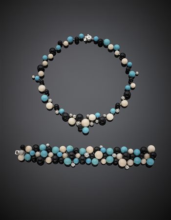 DAMIANIDemi-parure in oro bianco composta da collier lungh. cm 42 e bracciale...