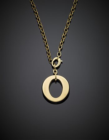 CHIMENTOCollana regolabile con pendente in oro giallo e onice rifinito in...
