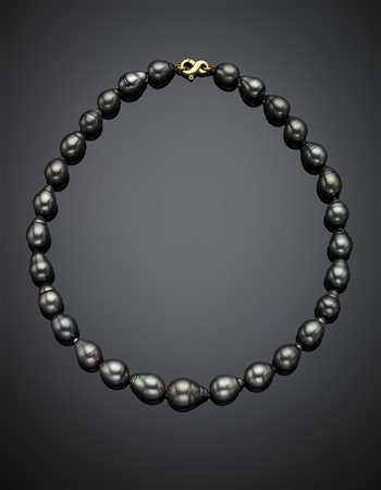 Collana di perle grigie Tahiti a scalare da 10 a 13.5 mm circa con chiusura...