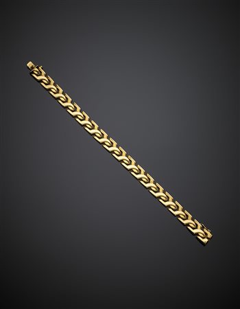 Bracciale modulare in oro giallo, g 14,57, lungh. cm 18,50, h cm 0,90...