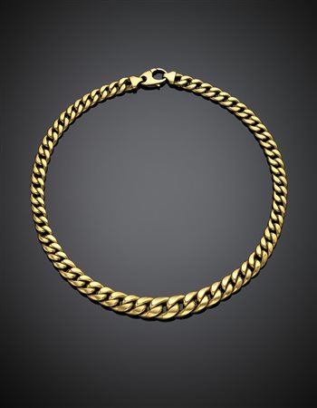 Collier in oro giallo a maglia groumette a scalare, g 42,65, lungh. cm 45...