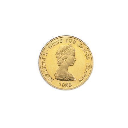 TURKS & CAICOS ISLANDS100 crowns 1988/Aragosta. KM 65. AU. PROOF.