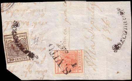 LOMBARDO-VENETO 1850 (7 set.)Frammento di lettera da S. Vito affrancato con...