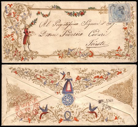 LOMBARDO-VENETO 185X (23 apr.)Splendida busta "Valentina", senza testo, da...