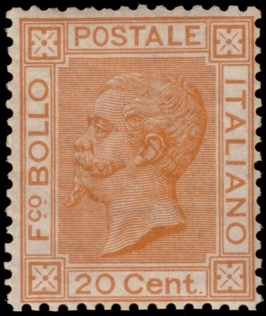 REGNO D'ITALIA 187720c. ocra arancioCert. A. Diena, G. Oliva. Firma En....