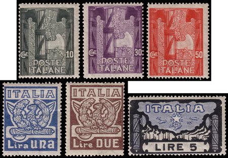 REGNO D'ITALIA 1923"Avvento del fascismo". Serie completa di 6 valoriMNH