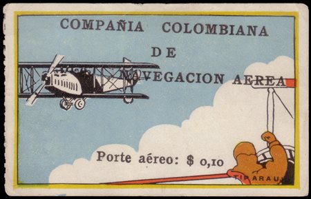 COLOMBIA 1920Posta aerea. 10c. "Compañia Colombiana de Navegación Aérea".Il...