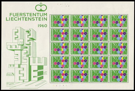 LIECHTENSTEIN 1960Minifoglio "Europa CEPT"Cert. G. BolaffiMNH..........(Mi....