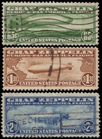 STATI UNITI 1933Posta aerea "Zeppelin". Serie completa di 3 valoriCert. M....