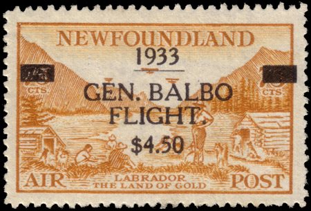 TERRANOVA 1933Posta aerea "Crociera del Decennale". $4.50 soprastampato "1933...