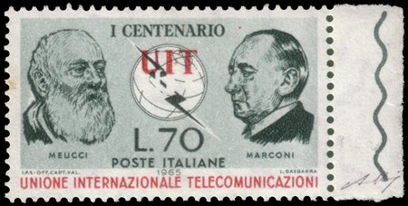 REPUBBLICA 1965Varietà. 70 lire "UIT" scritta in rosso in...
