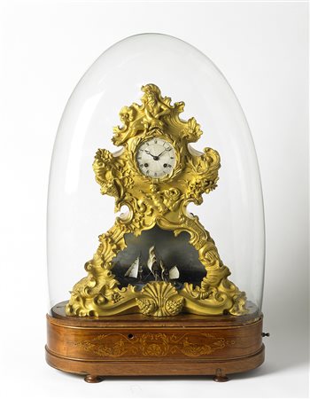 PICKARD J.C. CHAILLYOrologio francese in bronzo dorato su piedistallo con...