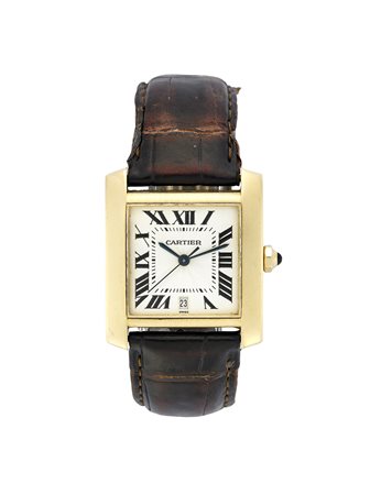 CARTIER TANK FRANCAISEOrologio da polso da uomo in oro 18KAnni '90Quadrante,...
