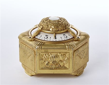 AD. TRUFFIERPendoletta di forma esagonale in bronzo doratoAnni '30Cassa...