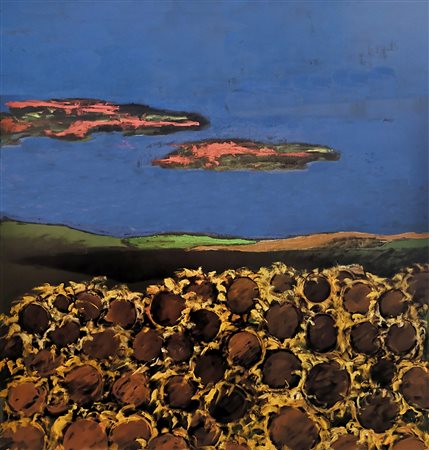 Giorgio Chiesi Reggio - Emilia 1941 Campo di girasoli olio su tela 150 x 130