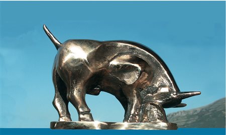 Bartolomeo Gatto Moio della Civitella 1938 Taurus Scultura in bronzo 16 x 22...