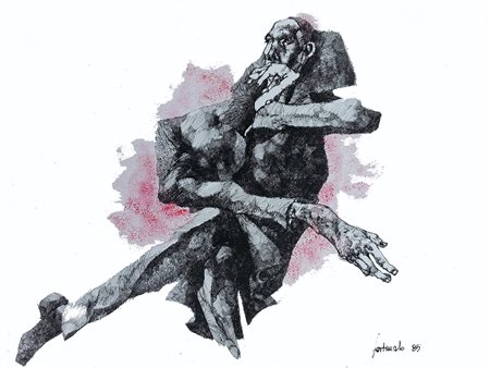 Franco Fortunato Roma 1946 Barbone, 1985 china su cartoncino 50 x 60