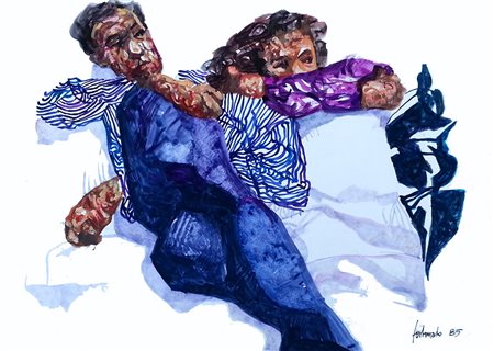 Franco Fortunato Roma 1946 Senza titolo, 1985 tecnica mista su cartoncino 30...