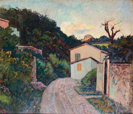 PIERO MARUSSIG Trieste 1879 - Pavia 1937 PAESAGGIO, 1932 olio su tavola, cm...